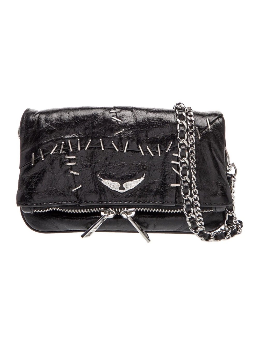 Zadig & Voltaire Black Leather Studded Chain Crossbody